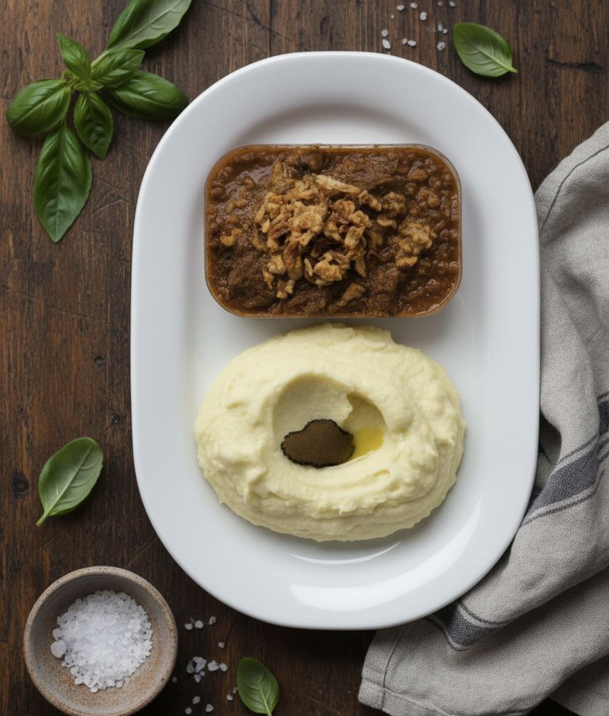 Щека с трюфельным соусом и картофельным пюре